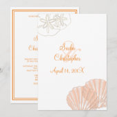 海辺/ピンクオレンジ/ ウェディング 招待状 (正面/裏面)