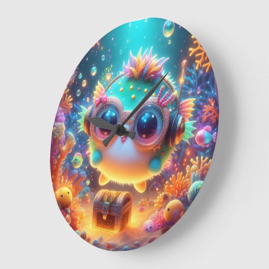 海辺 ラージ壁時計 (傾斜)