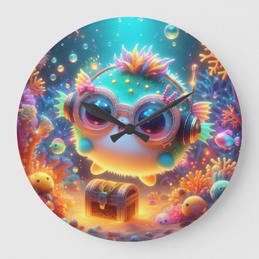 海辺 ラージ壁時計 (正面)