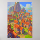 海近くの町 | AIアートポスター ポスター (正面)