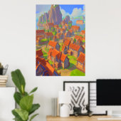 海近くの町 | AIアートポスター ポスター (ホームオフィス)