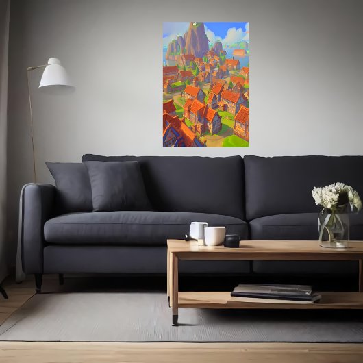 海近くの町 | AIアートポスター ポスター