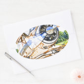 海運千鳥機ヴィンテージ機 楕円形シール (封筒)