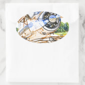 海運千鳥機ヴィンテージ機 楕円形シール (バッグ)