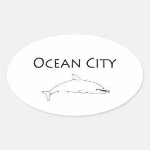 海都市メリーランドのロゴ(イルカ) 楕円形シール