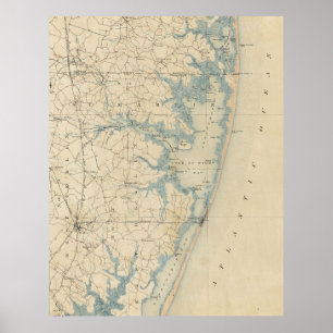 海都市メリーランド(1900年)のヴィンテージの地図 ポスター
