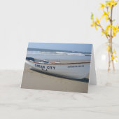 海都市、NJ *夏のおもしろい*海岸のボート カード (黄色い花)