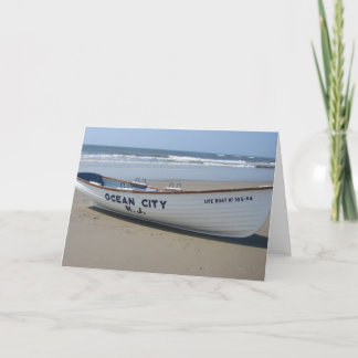 海都市、NJ *夏のおもしろい*海岸のボート カード