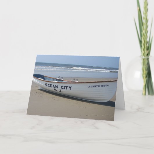海都市、NJ *夏のおもしろい*海岸のボート カード (正面)