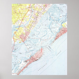 海都市NJ (1952年)のヴィンテージの地図 ポスター