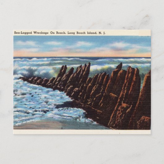 海難破船、ロングビーチ島、ニュージャージー ポストカード (正面)