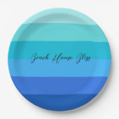 海青と緑ストライプの ペーパープレート (正面)