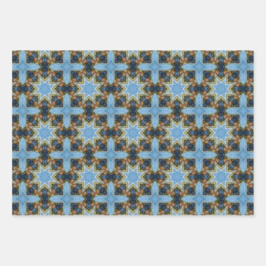 海青の幾何学模様No1 ラッピングペーパーシート (正面3)