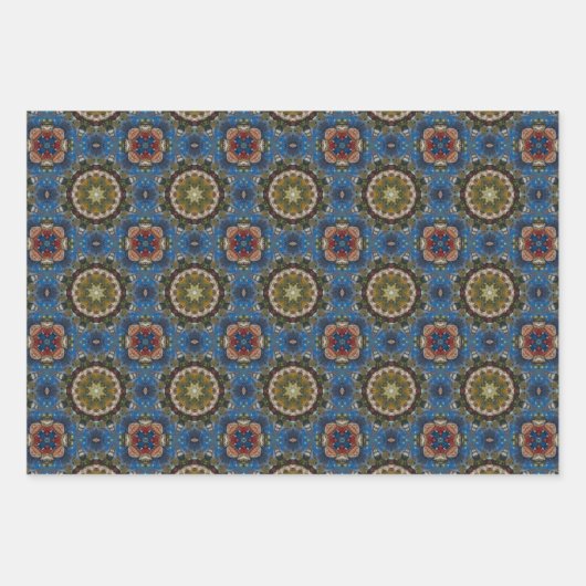 海青の幾何学模様No1 ラッピングペーパーシート (正面2)