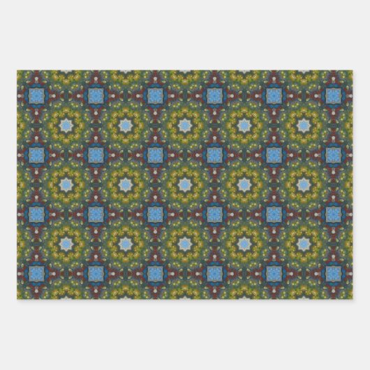 海青の幾何学模様No1 ラッピングペーパーシート (正面)