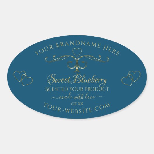 海青の製品ラベル飾の金ゴールドハート 楕円形シール (正面)