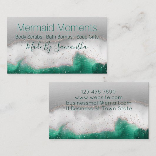海青緑手作りの風呂爆弾ソープ 名刺 (正面/裏面)