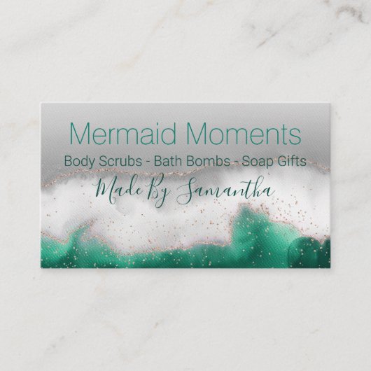 海青緑手作りの風呂爆弾ソープ 名刺 (正面)