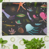 海面のクリッターパターン キッチンタオル (折り畳み)