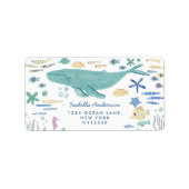 海面下でクジラを食べる ラベル (正面)