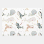 海面下のクジラの水色 ラッピングペーパーシート (正面2)