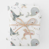 海面下のクジラの水色 ラッピングペーパーシート (インサイチュ)