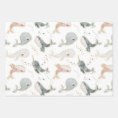 海面下のクジラの水色 ラッピングペーパーシート (正面)