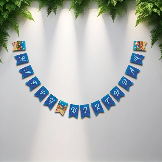 海面下のマンガ動物のパーティーバンティングバナー バンティングフラッグ