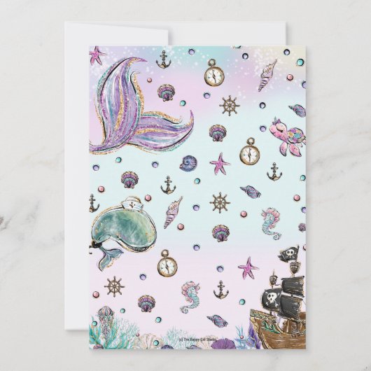 海面下の人魚と海賊の共同誕生日 招待状 (裏面)