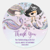 海面下の人魚と海賊誕生日 ラウンドシール (正面)