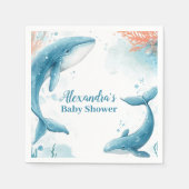 海面下の水色クジラ スタンダードカクテルナプキン (正面)