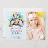 海面下海動物誕生日 招待状 (正面)