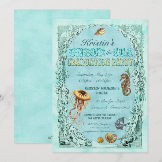 海面卒業党の下で 招待状 (正面/裏面)