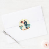 海風のシ結婚ステッカー ラウンドシール (封筒)