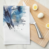 海風：水色カモメ キッチンタオル (四つ折り)