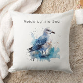 海風：水色カモメ クッション (ブランケット)