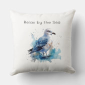 海風：水色カモメ クッション (裏面)