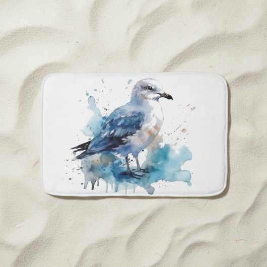 海風：水色カモメ バスマット