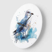 海風:水色カモメ ラージ壁時計 (傾斜)