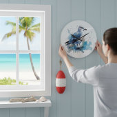 海風:水色カモメ ラージ壁時計