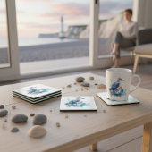 海風： watercolorWSeagull ガラスコースター