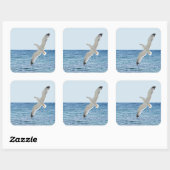 海飛んでいる上のカモメ スクエアシール (シート)