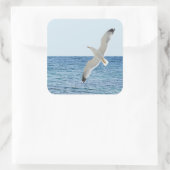 海飛んでいる上のカモメ スクエアシール (バッグ)