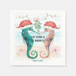 海食べのドリンクは海結婚した岸クリスマス スタンダードカクテルナプキン