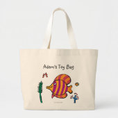 海馬とオレンジと紫の熱帯魚 ラージトートバッグ (正面)