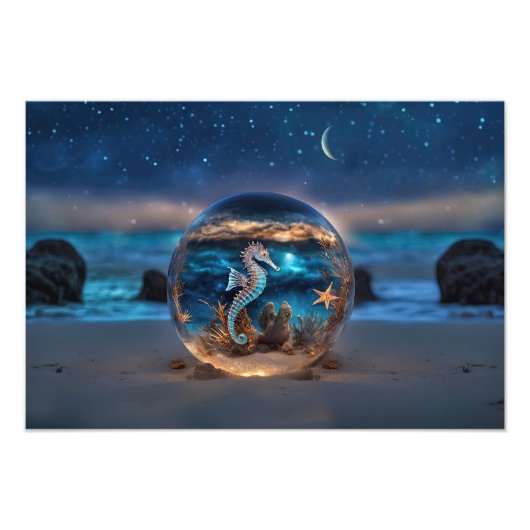 海馬とヒトデのビーチ水中航海の フォトプリント (正面)