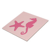 海馬とヒトデ – コーラルピンク タイル (側面)