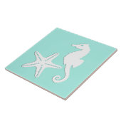海馬とヒトデ – 水色で白淡い色の色 タイル (側面)