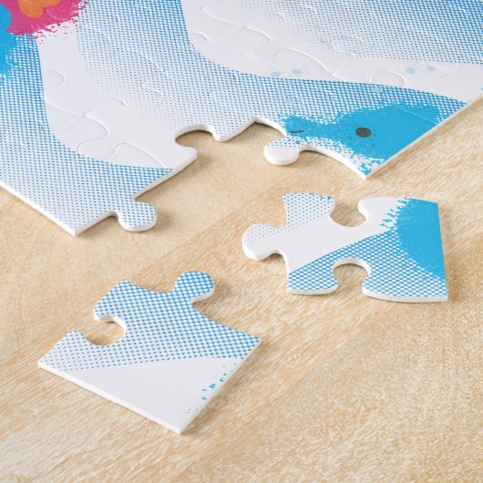 海馬とブルーウェーブのパターン ジグソーパズル (側面)