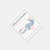 海馬と海藻のほこりっぽい青と赤面結婚の スタンダードカクテルナプキン (角)